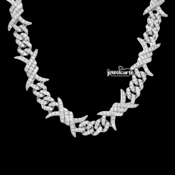 15MM CUSTOM CLASP Moissanite Spiked Link Cuban Chain 14K Gold Front View