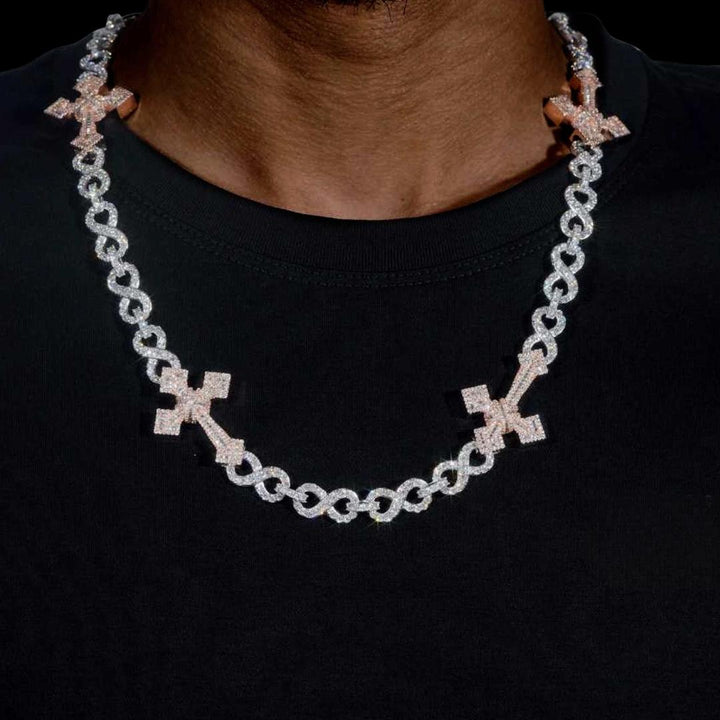 15MM Infinity Link Cross Chain with Custom Clasp Close Up View