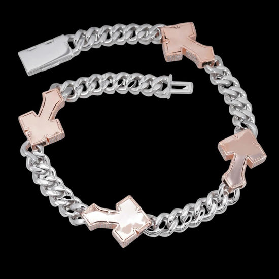 15MM Moissanite Cross Cuban Chain 14K White Gold Back View