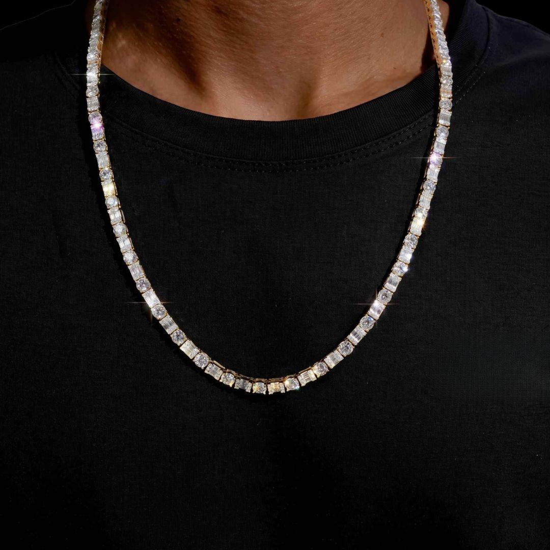 5MM Hybrid Cut Moissanite Tennis Chain 14K Gold