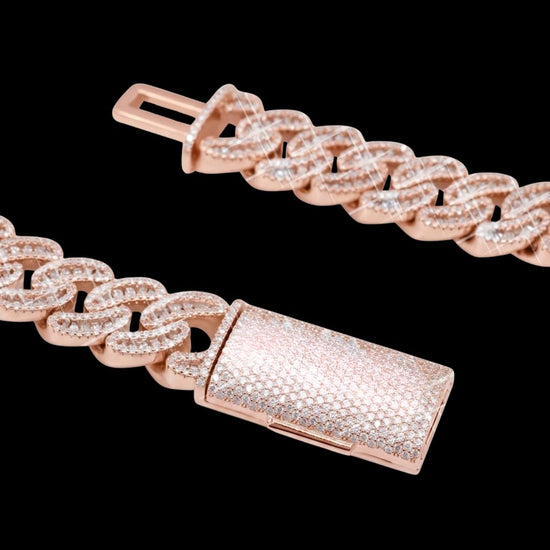 15MM Moissanite Cross Cuban Chain 14K White Gold
