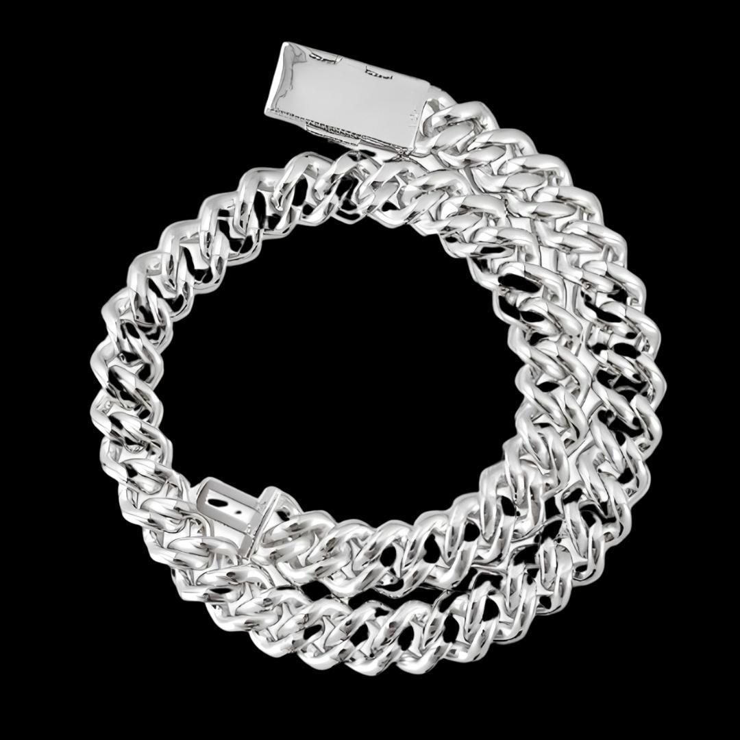 16MM Moissanite Baguette Miami Cuban Chain 14K Gold Back View