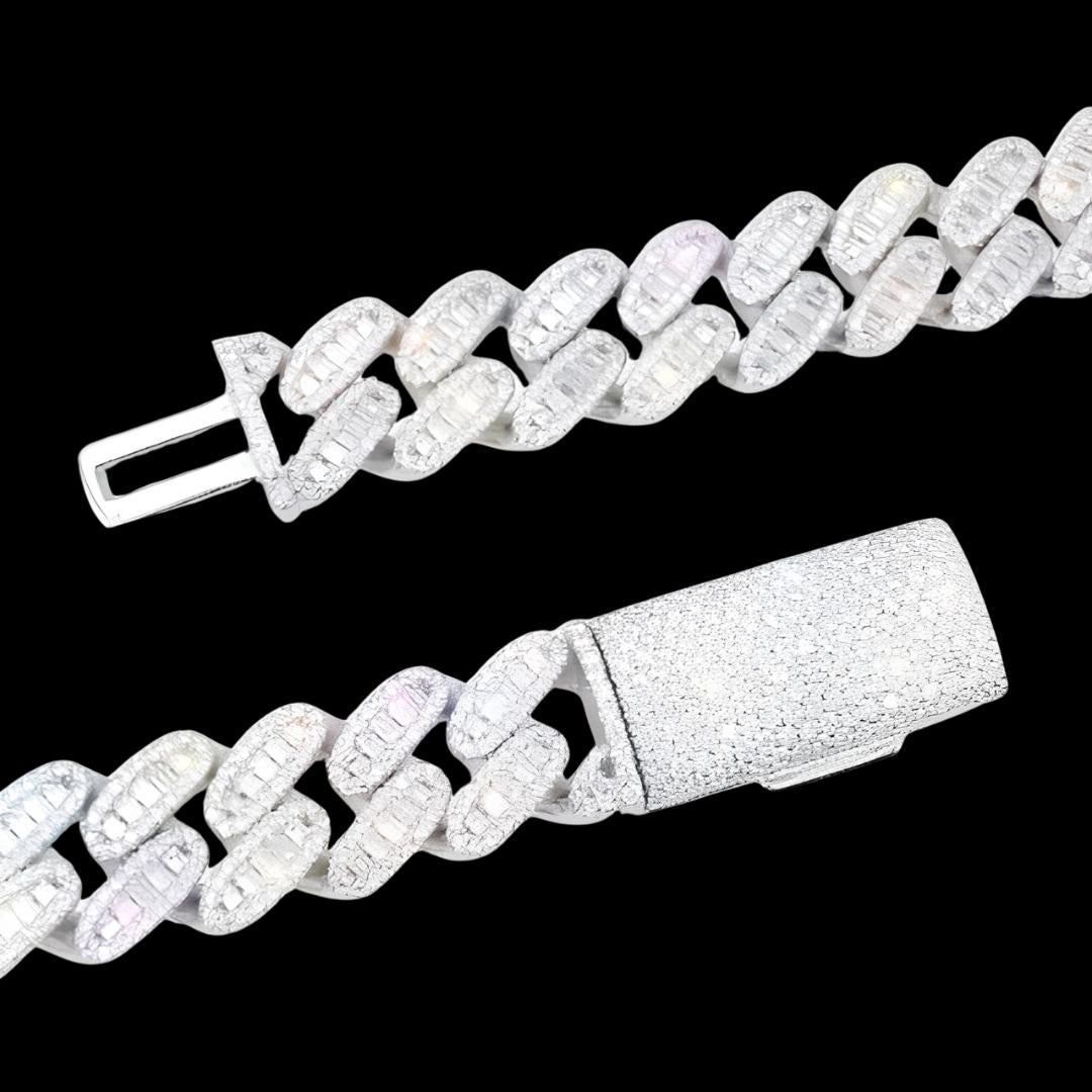 16MM Moissanite Baguette Miami Cuban Chain 14K Gold Clasp View