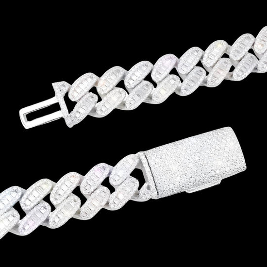 16MM Moissanite Baguette Miami Cuban Chain 14K Gold Clasp View