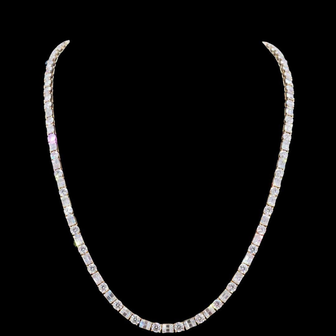 5MM Hybrid Cut Moissanite Tennis Chain 14K Gold