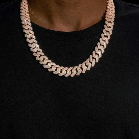 15MM 4-Row Moissanite Cuban Link Chain 14K Gold