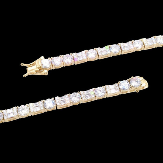 5MM Hybrid Cut Moissanite Tennis Chain 14K Gold