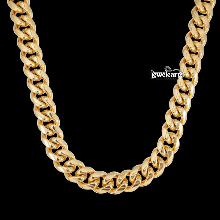 18MM 14K Yellow Gold Cuban Link Chain Front View
