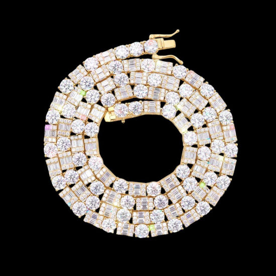 5MM Hybrid Cut Moissanite Tennis Chain 14K Gold
