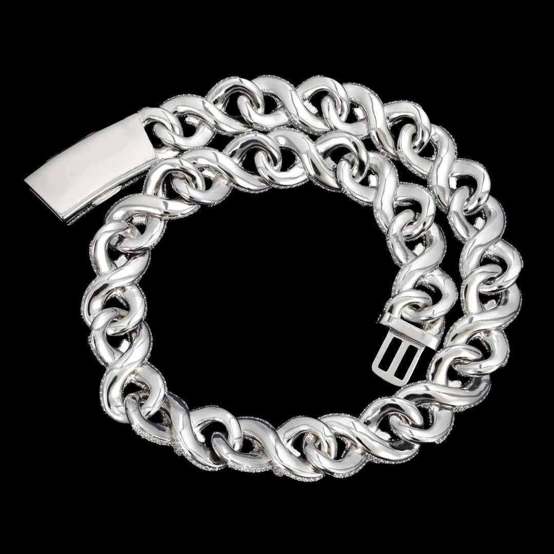 18mm Moissanite Cuban Link Chain in 925 Sterling Silver Back View