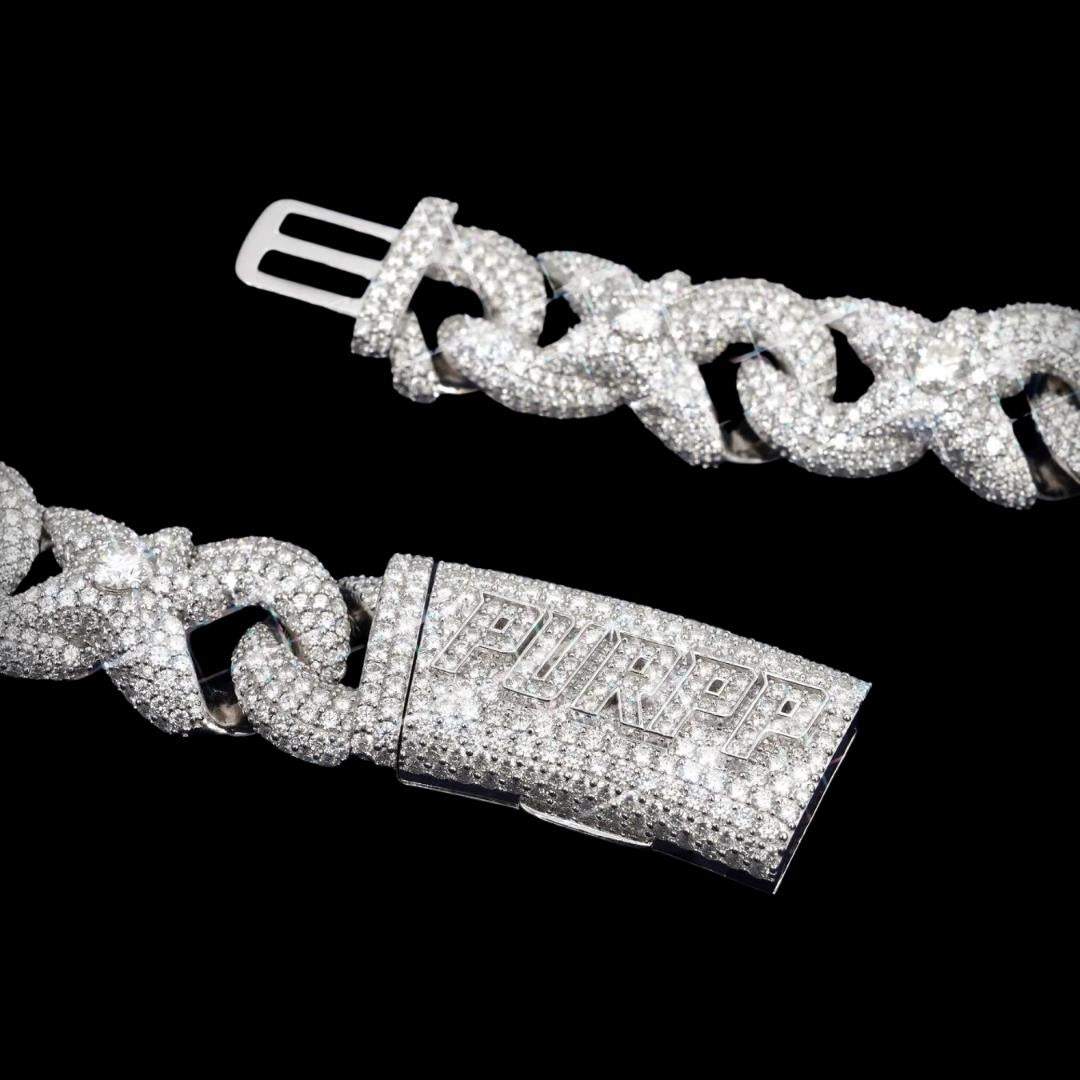 18mm Moissanite Cuban Link Chain in 925 Sterling Silver Clasp View