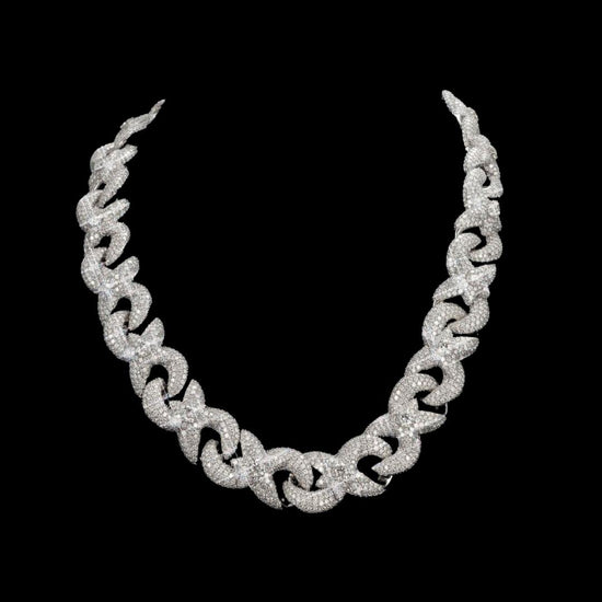 18mm Moissanite Cuban Link Chain in 925 Sterling Silver Close Up View