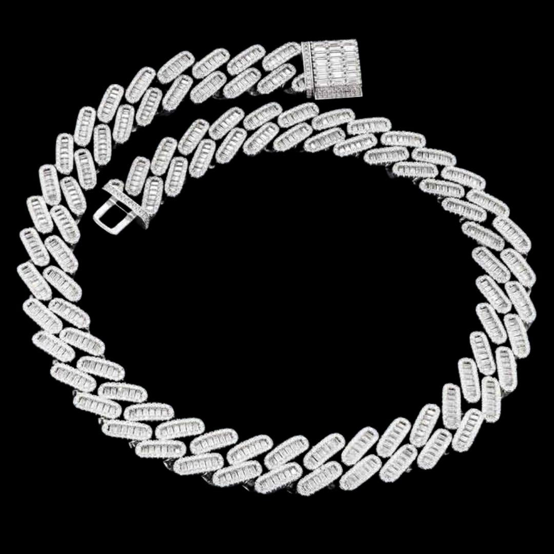 18mm Moissanite Pave Miami Cuban Chain in 14K Gold Close Up View