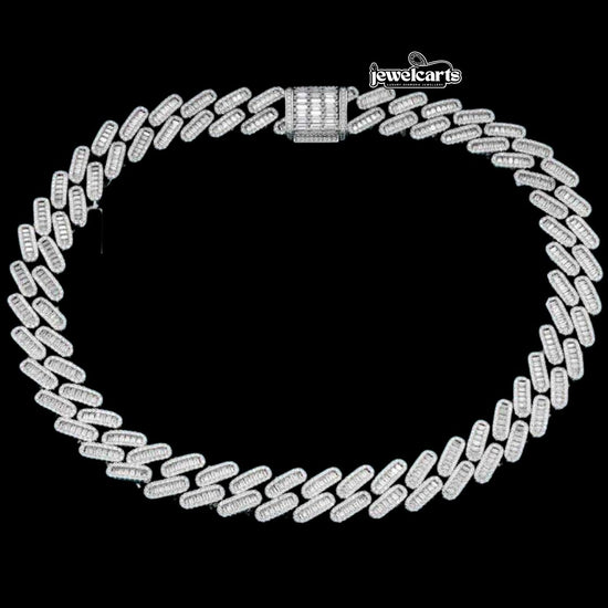 18mm Moissanite Pave Miami Cuban Chain in 14K Gold Front View