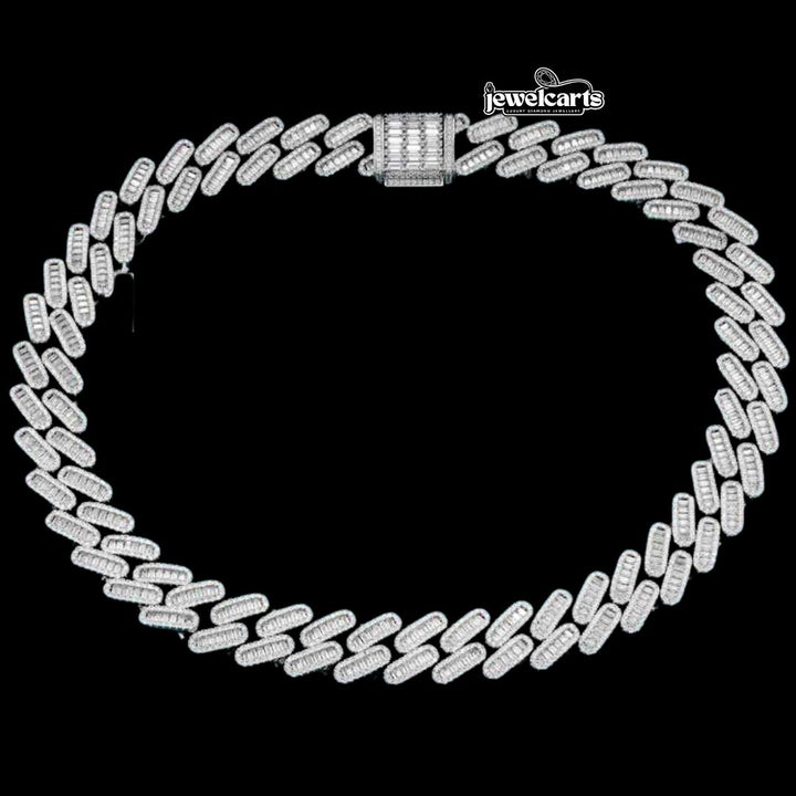 18mm Moissanite Pave Miami Cuban Chain in 14K Gold Front View