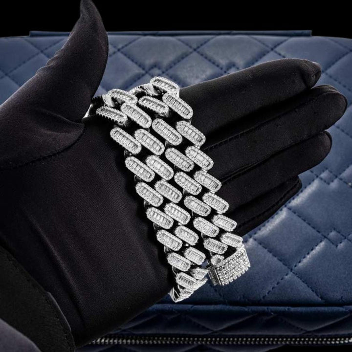 18mm Moissanite Pave Miami Cuban Chain in 14K Gold On Hand View