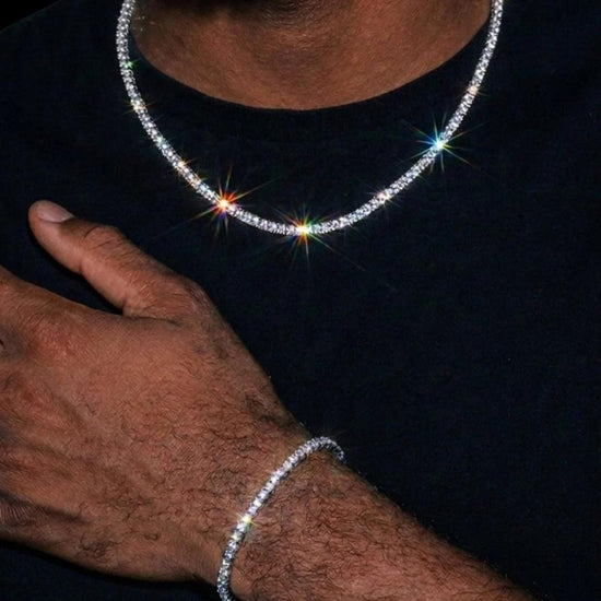 3MM Moissanite Tennis Chain and Bracelet Set
