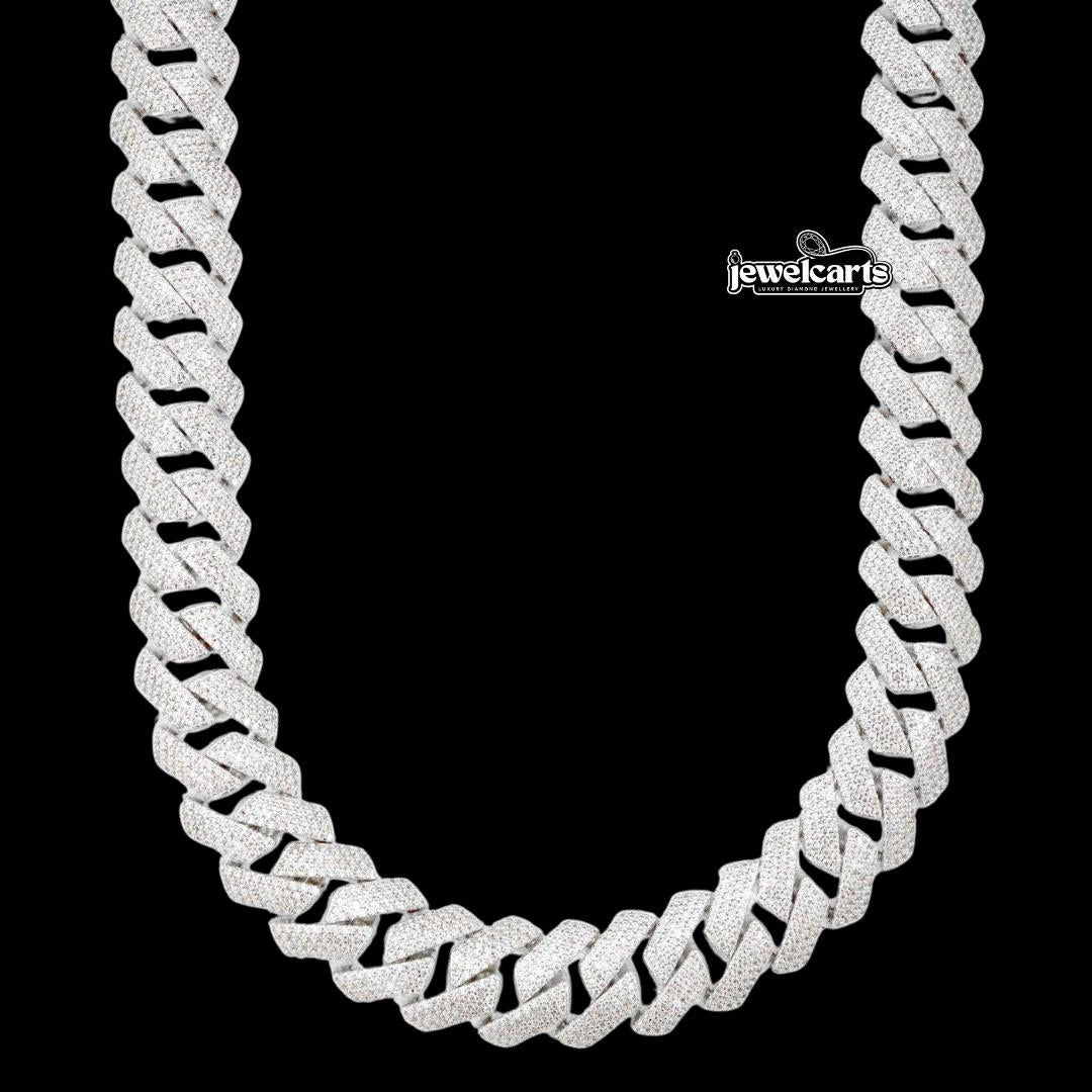 15MM 4-Row Moissanite Cuban Link Chain 14K Gold