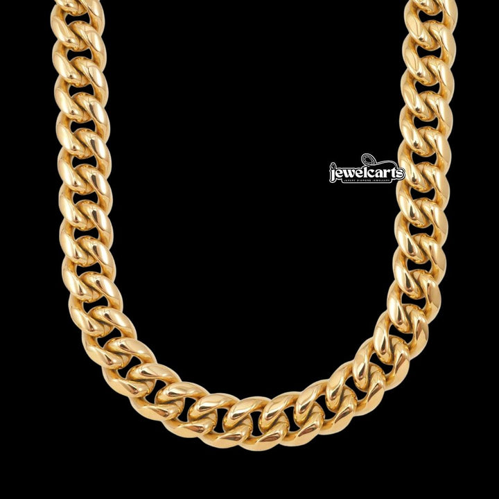 14MM 14K Yellow Gold Classic Cuban Necklace