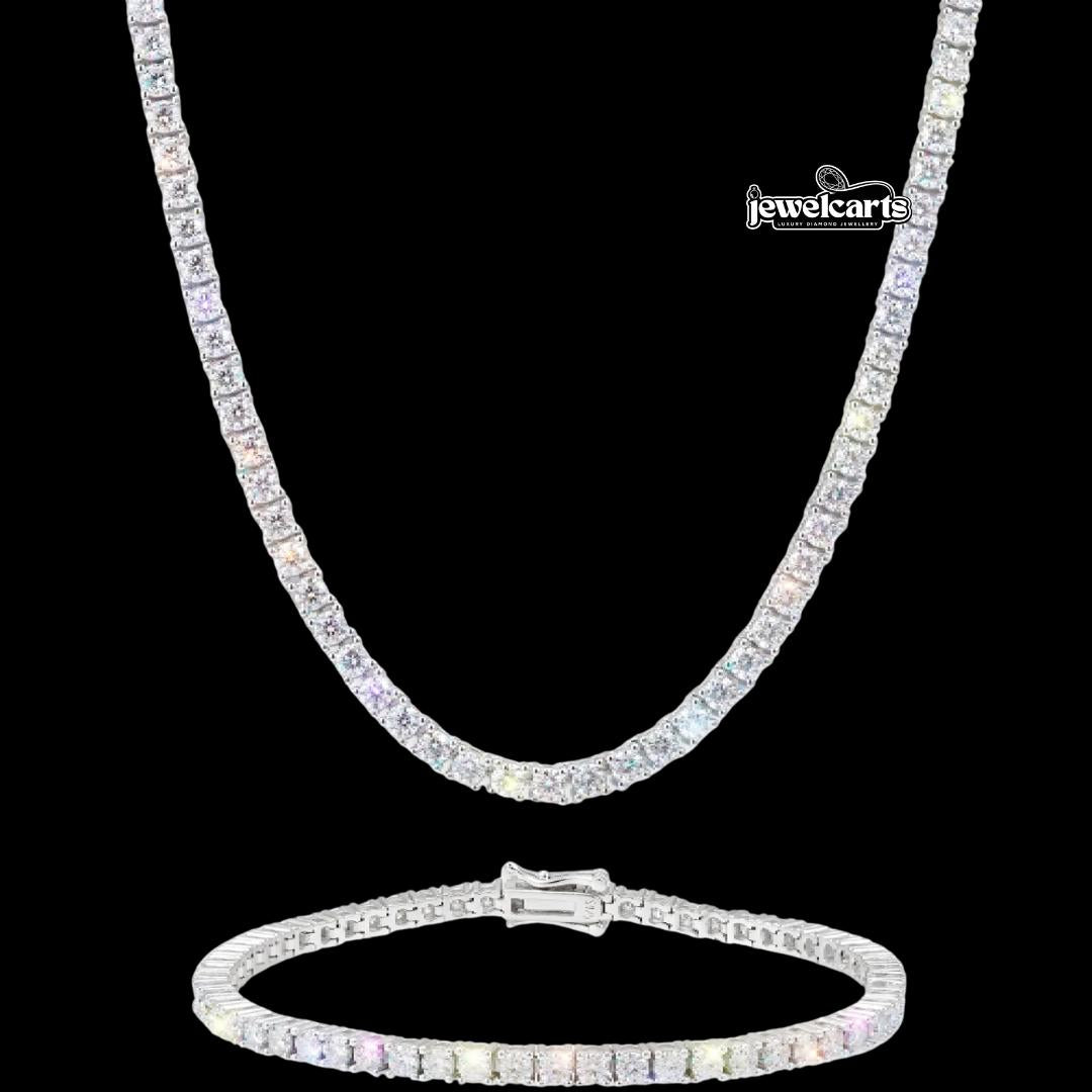 3MM Moissanite Tennis Chain and Bracelet Set