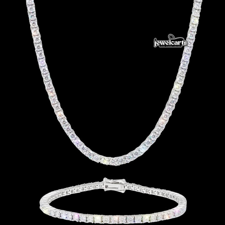 3MM Moissanite Tennis Chain and Bracelet Set