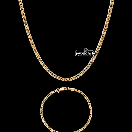3mm Cuban Link Chain and Bracelet Set in Gold