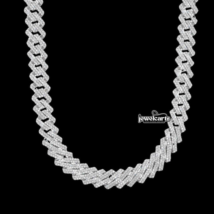 12MM VVS Moissanite Double Row Cuban Necklace 14K White Gold