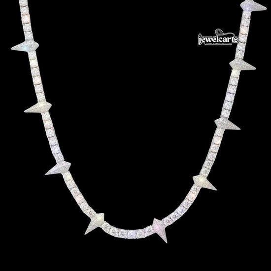 4MM Moissanite Spiked Tennis Chain 14K Gold