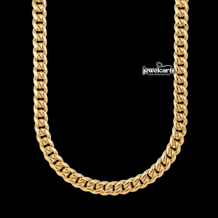 8MM 14K Yellow Gold Bold Cuban Necklace