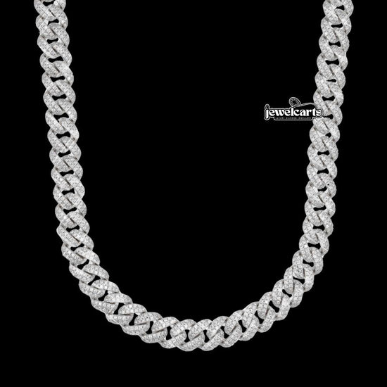 10MM D-E VVS Moissanite Iced Cuban Link Necklace in 14K Gold