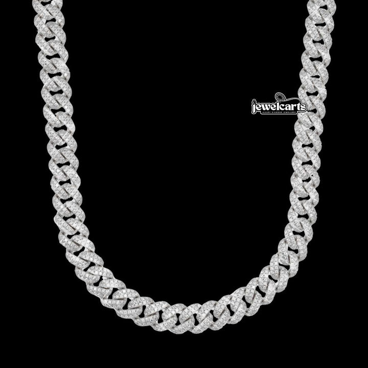 10MM D-E VVS Moissanite Iced Cuban Link Necklace in 14K Gold
