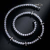 Round Moissanite Cross Accent Tennis Necklace in 14K White Gold
