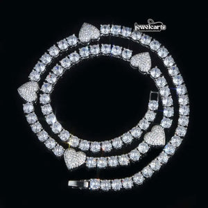5mm Round Moissanite Tennis Chain Heartora in 14K White Gold Jewel Carts