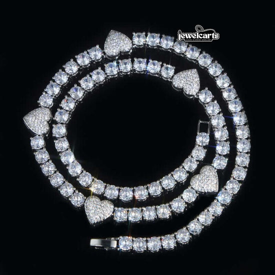 5mm Round Moissanite Tennis Chain Heartora in 14K White Gold