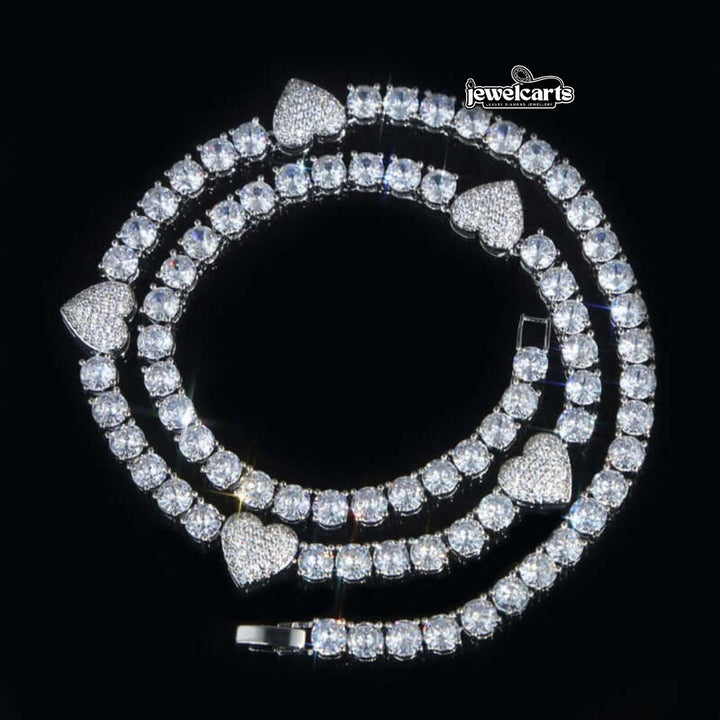 5mm Round Moissanite Tennis Chain Heartora in 14K White Gold