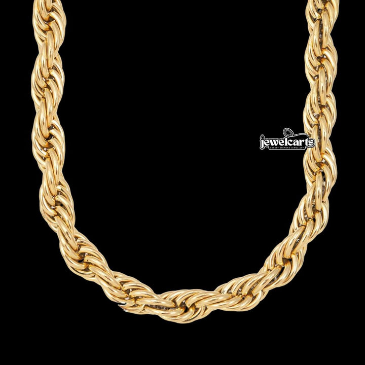 10MM 14K Yellow Gold Rope Link Necklace