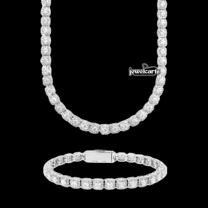 6MM Clustered Moissanite Tennis Chain and Bracelet Set