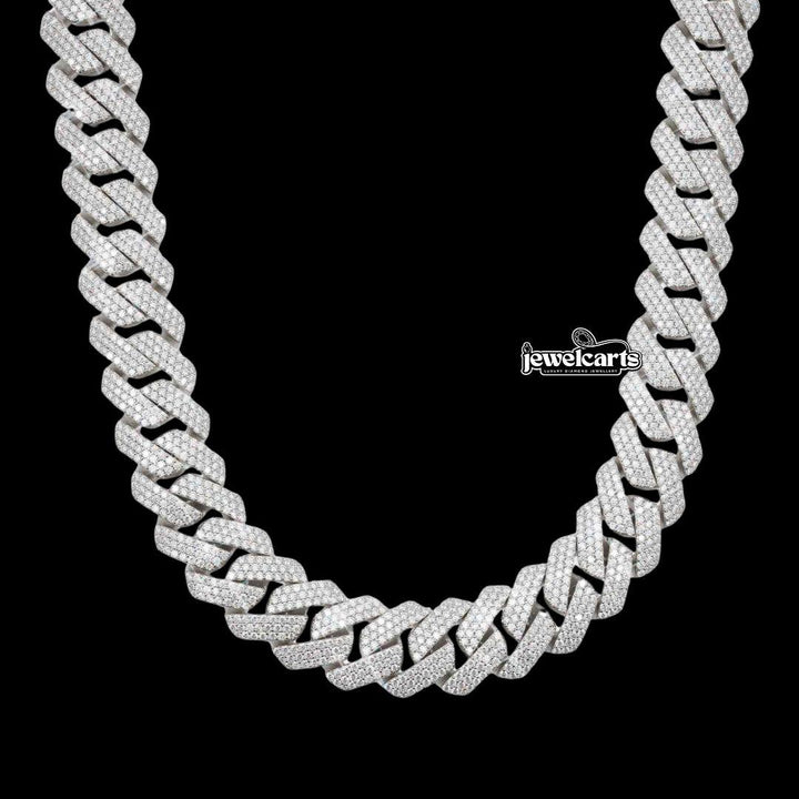 20MM Three Row VVS Moissanite Cuban Chain in 14K Gold Front View