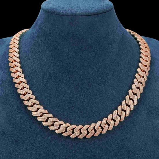 15MM 4-Row Moissanite Cuban Link Chain 14K Gold