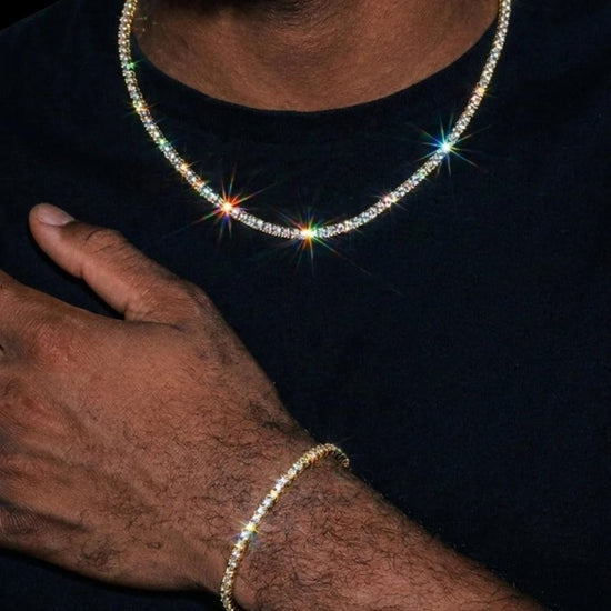 3MM Moissanite Tennis Chain and Bracelet Set