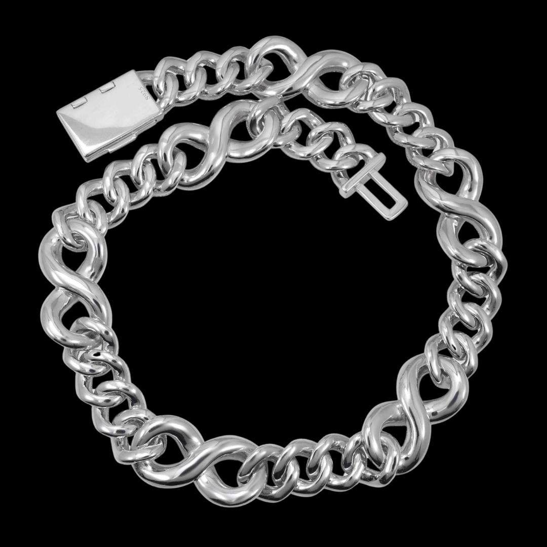 20mm Moissanite Infinity Link Chain in 14K Gold Back View