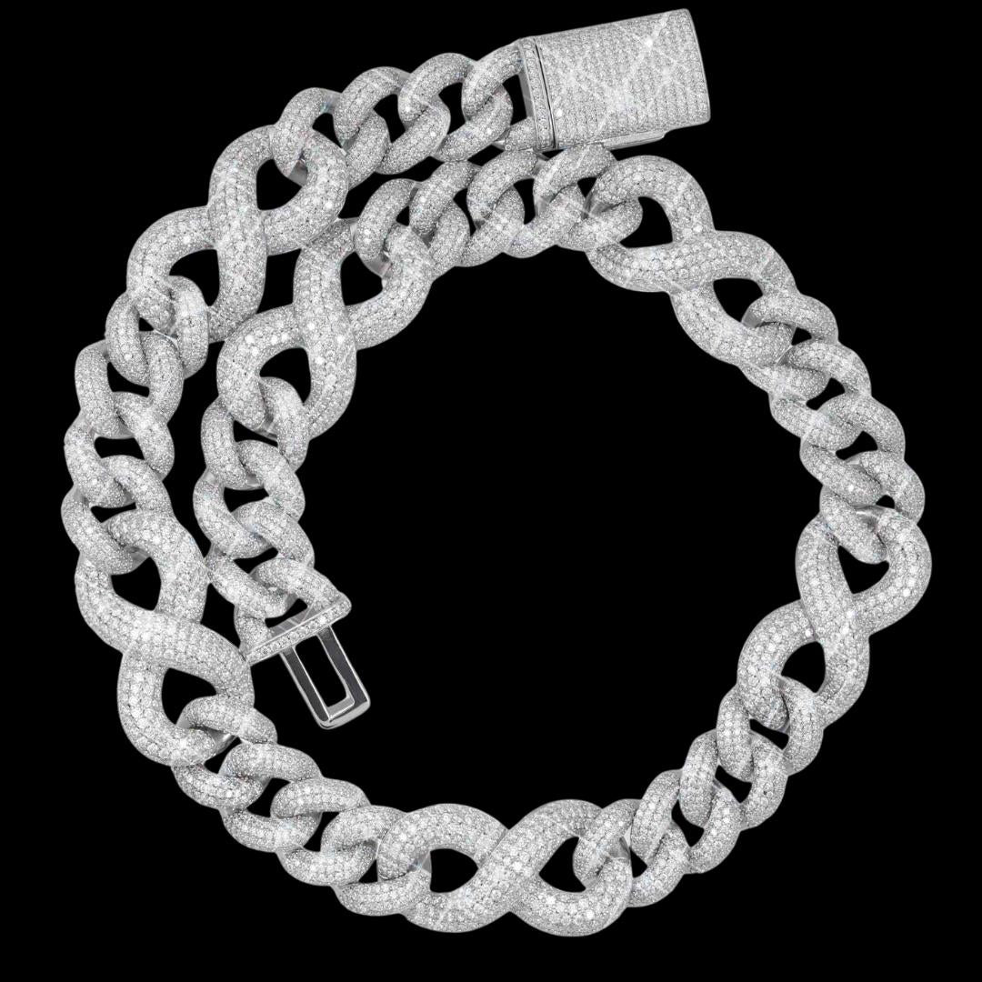 20mm Moissanite Infinity Link Chain in 14K Gold Full Close Up View