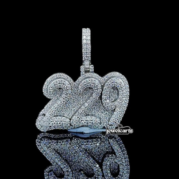 229 Triple Number Moissanite Pendant in 925 Sterling Silver Front View