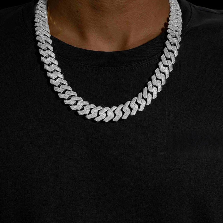 15MM 4-Row Moissanite Cuban Link Chain 14K Gold