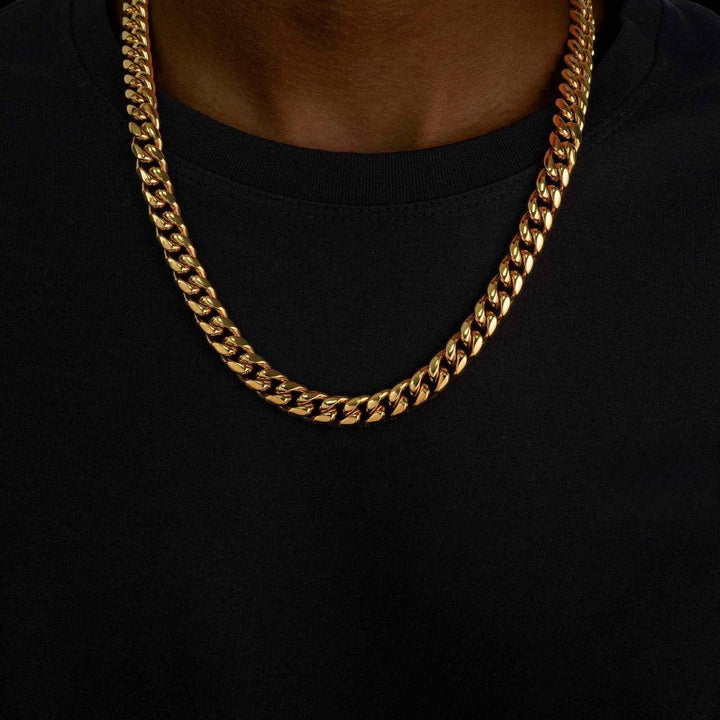 10MM 14K Yellow Gold Classic Cuban Necklace