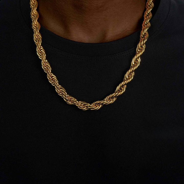 10MM 14K Yellow Gold Rope Link Necklace