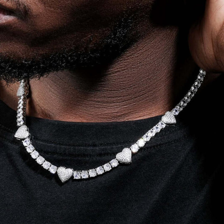 5mm Round Moissanite Tennis Chain Heartora in 14K White Gold