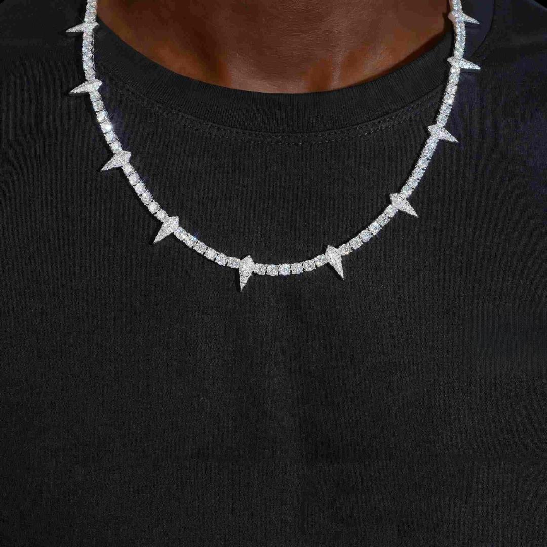 4MM Moissanite Spiked Tennis Chain 14K Gold