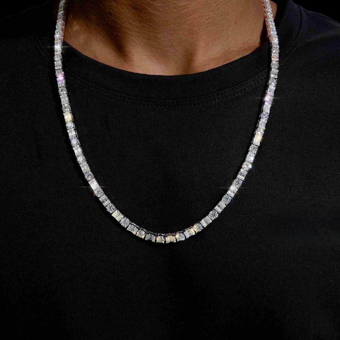 5MM Hybrid Cut Moissanite Tennis Chain 14K Gold