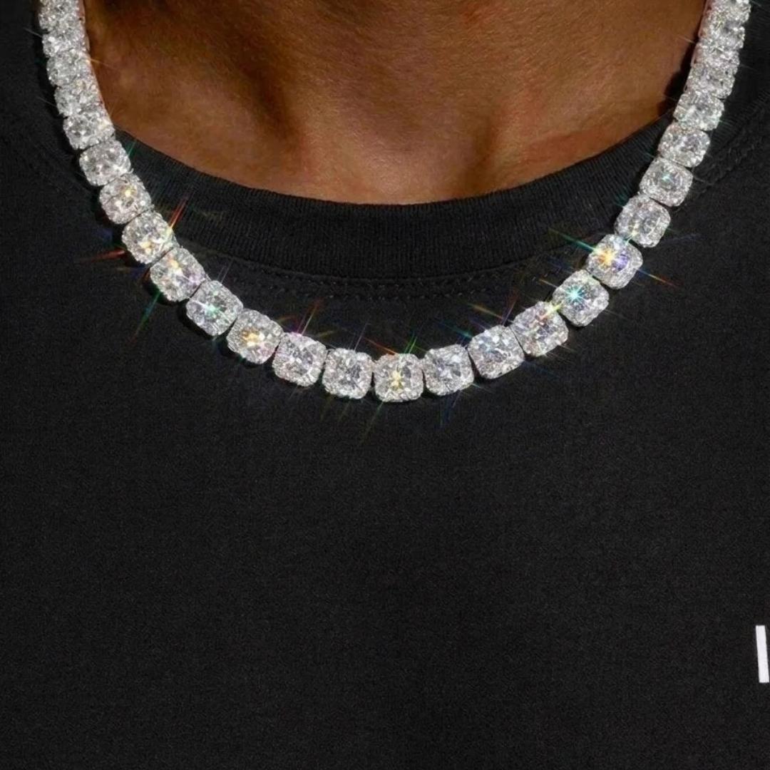 10MM VVS Moissanite Tennis Necklace in Sterling Silver
